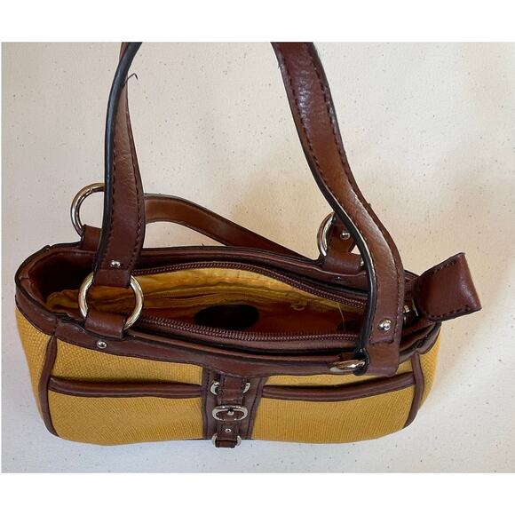 Etienne Aigner Canvas and Leather Satchel Shoulder Bag - Picture 3 of 7